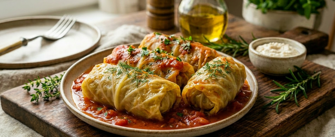 Meat stuffed Cabbage Rolls (Gołąbki)