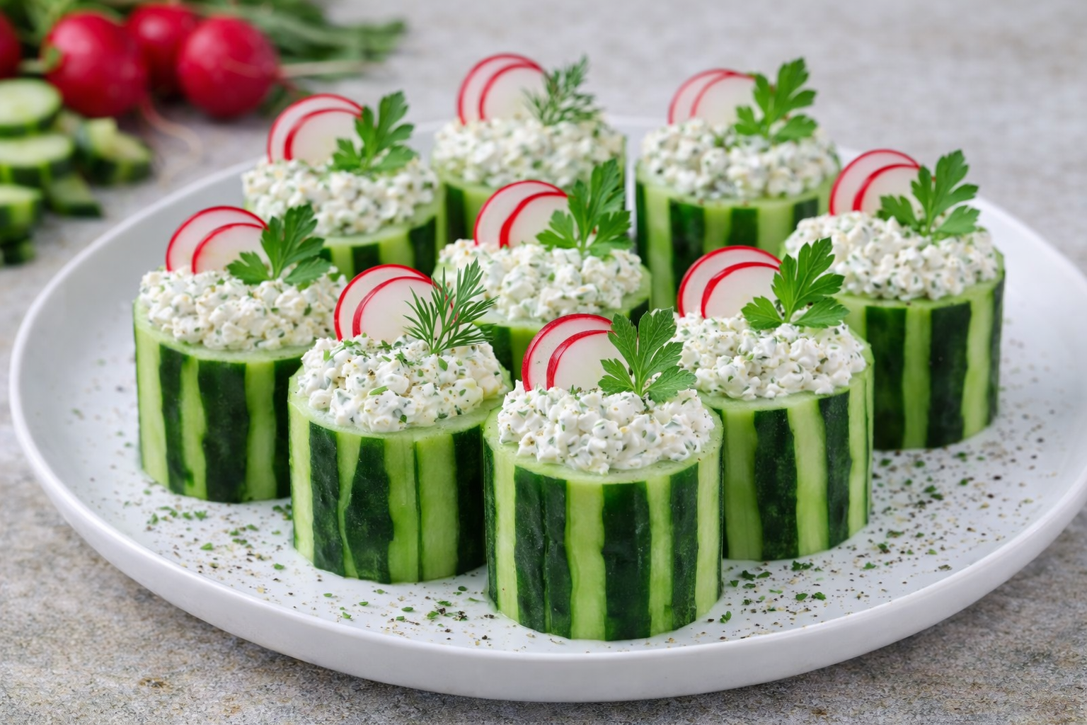 Cottage Cheese Stuffed Cucumbers (Ogórki faszerowane twarożkiem)
