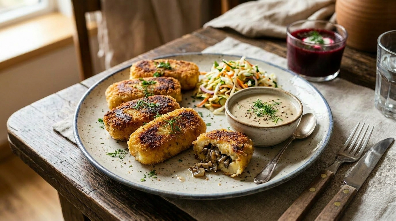 Polish Potato croquettes (Krokiety ziemniaczane)